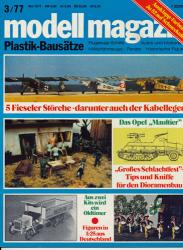 modell magazin. Plastik-Bausätze. Flugzeuge-Schiffe - Autos und Motorräder - Militärfahrzeuge - Panzer - Historische Figuren. hier: Heft 3/1977