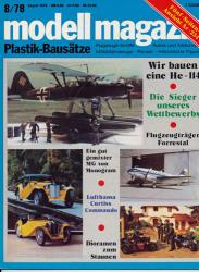 modell magazin. Plastik-Bausätze. Flugzeuge-Schiffe - Autos und Motorräder - Militärfahrzeuge - Panzer - Historische Figuren. hier: Heft 8/1978