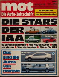 mot - Die Autozeitschrift. hier: Heft Nr. 19/1981. Die Stars der IAA