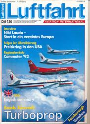 Luftfahrt. Aviation International. hier: Heft 9/1992: Saab Aircraft Turboprop