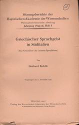 Griechischer Sprachgeist in Süditalien (Zur Geschichte der inneren Sprachform)