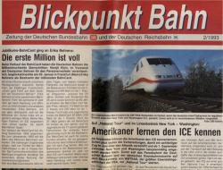 Blickpunkt Bahn. Zeitung der Deutschen Bundesbahn und der Deutschen Reichsbahn. hier: Ausgabe 2/1993