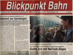 Blickpunkt Bahn. Zeitung der Deutschen Bundesbahn und der Deutschen Reichsbahn. hier: Ausgabe 4/1993