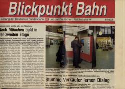 Blickpunkt Bahn. Zeitung der Deutschen Bundesbahn und der Deutschen Reichsbahn. hier: Ausgabe 1/1992