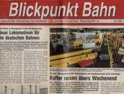 Blickpunkt Bahn. Zeitung der Deutschen Bundesbahn und der Deutschen Reichsbahn. hier: Ausgabe 3/1992