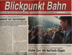 Blickpunkt Bahn. Zeitung der Deutschen Bundesbahn und der Deutschen Reichsbahn. hier: Ausgabe 4/1993