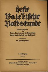 Hefte für baierische Volkskunde, X. Jahrgang 1923/24