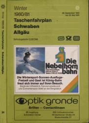 Taschenfahrplan Schwaben Allgäu Winter 1980/81 (28. September 1980 bis 30. Mai 1981)