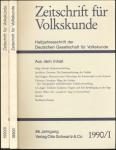 Zeitschrift für Volkskunde. Halbjahresschrift. Jahrgang 1990 in 2 Halbbänden (86. Jahrgang)