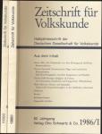 Zeitschrift für Volkskunde. Halbjahresschrift. Jahrgang 1986 in 2 Halbbänden (82. Jahrgang)