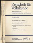 Zeitschrift für Volkskunde. Halbjahresschrift. Jahrgang 1972 in 2 Halbbänden (68. Jahrgang)