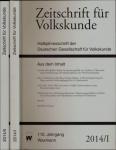 Zeitschrift für Volkskunde. Halbjahresschrift. Jahrgang 2014 in 2 Halbbänden (110. Jahrgang)